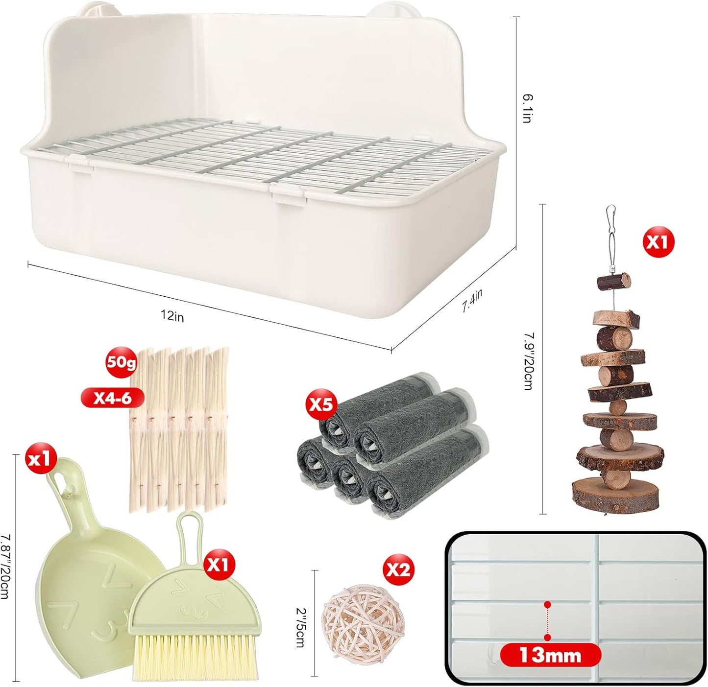 RUBYHOME Rabbit Litter Box Bunny Litter Box Guinea Pig Potty Trainer Corner Bedding Pet Potty Pan for Rabbit Guinea Pig Ferret Small Animal Cage Accessories