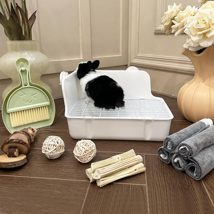 RUBYHOME Rabbit Litter Box Bunny Litter Box Guinea Pig Potty Trainer Corner Bedding Pet Potty Pan for Rabbit Guinea Pig Ferret Small Animal Cage Accessories