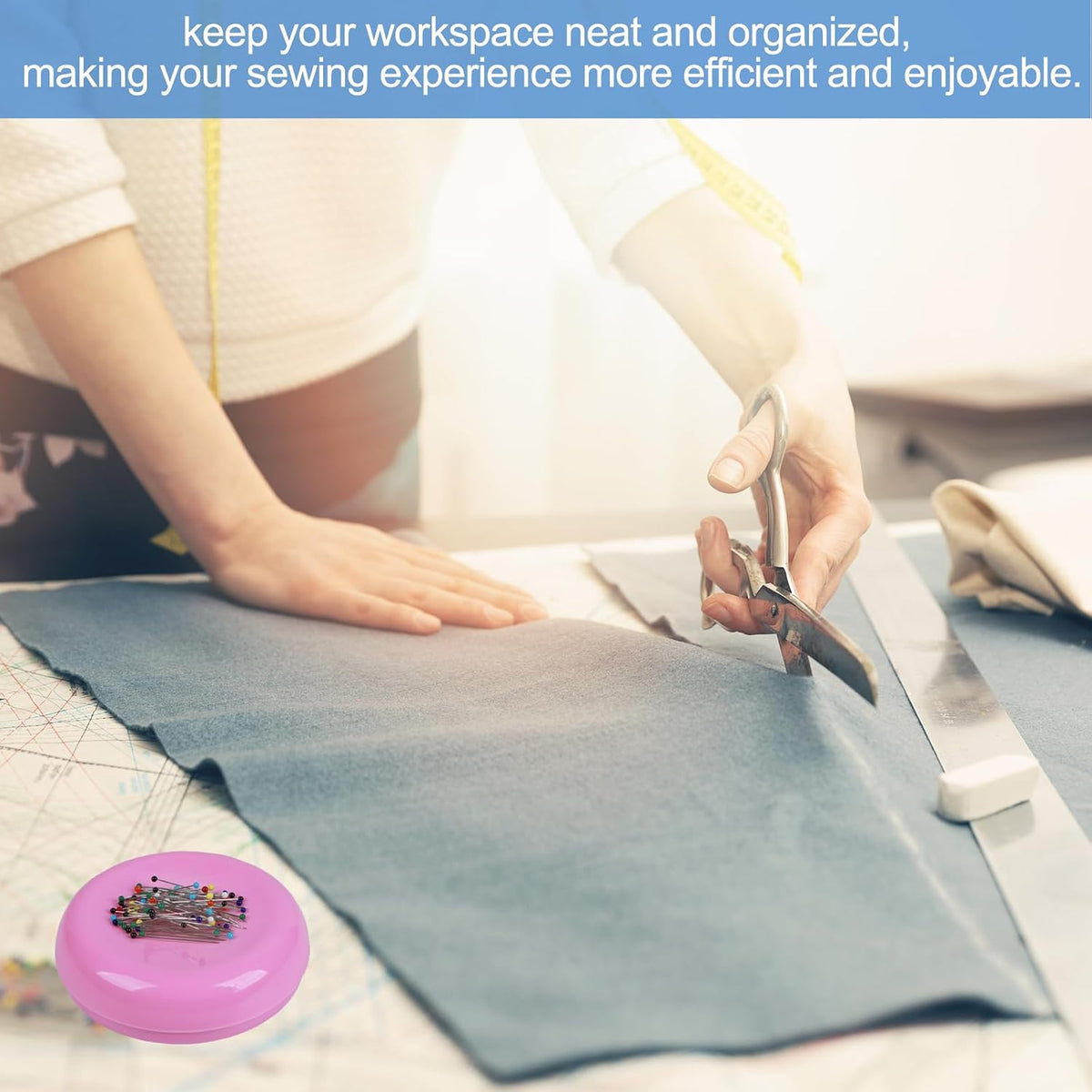 Magnetic Pin Cushion with 100 Pins, Magnetic Pin Holder for Sewing