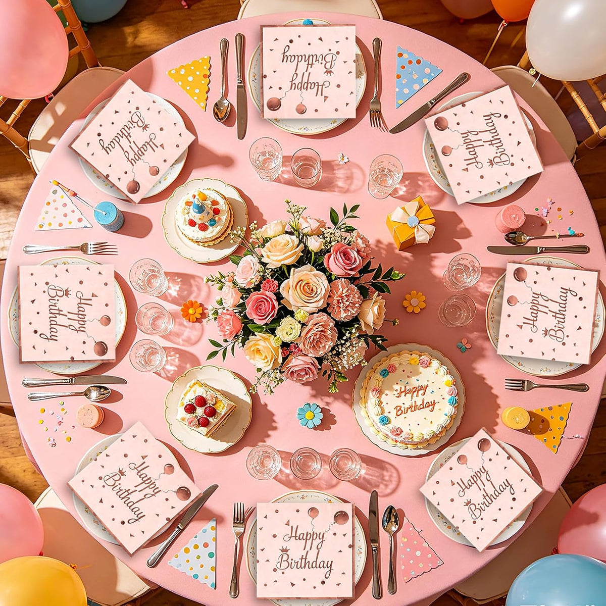 50PCS Happy Birthday Napkins - Disposable Birthday Party Napkins for Baby Shower, Birthday Celebration Party Supplies
