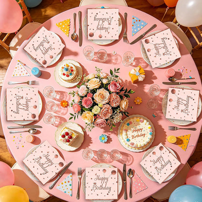 50PCS Happy Birthday Napkins - Disposable Birthday Party Napkins for Baby Shower, Birthday Celebration Party Supplies