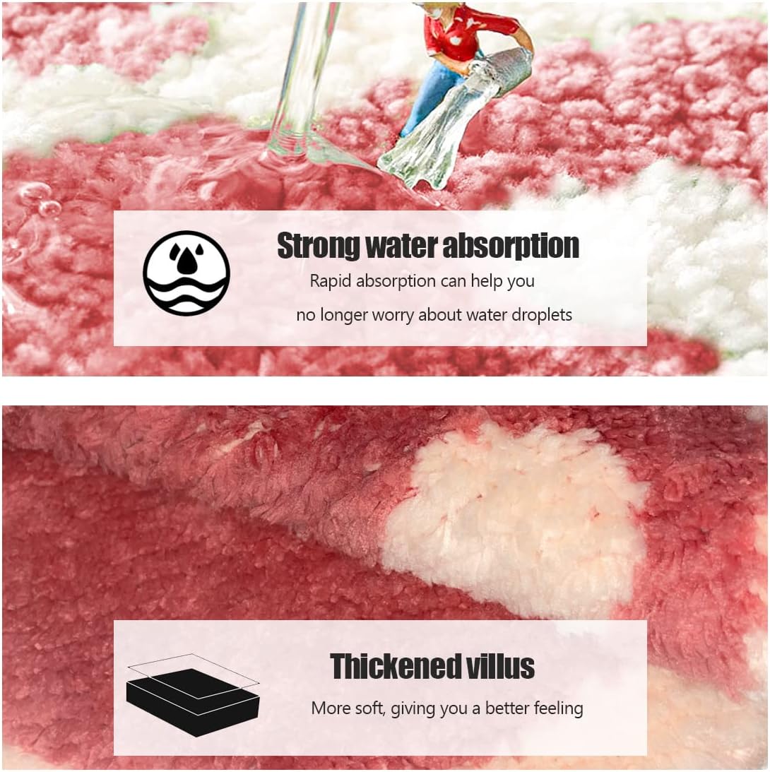 Peach Shage Bathroom Rug Mat Non-Slip Microfiber Shower Bath Rug Absorbent Bath Mat for Bathroom Machine Washable