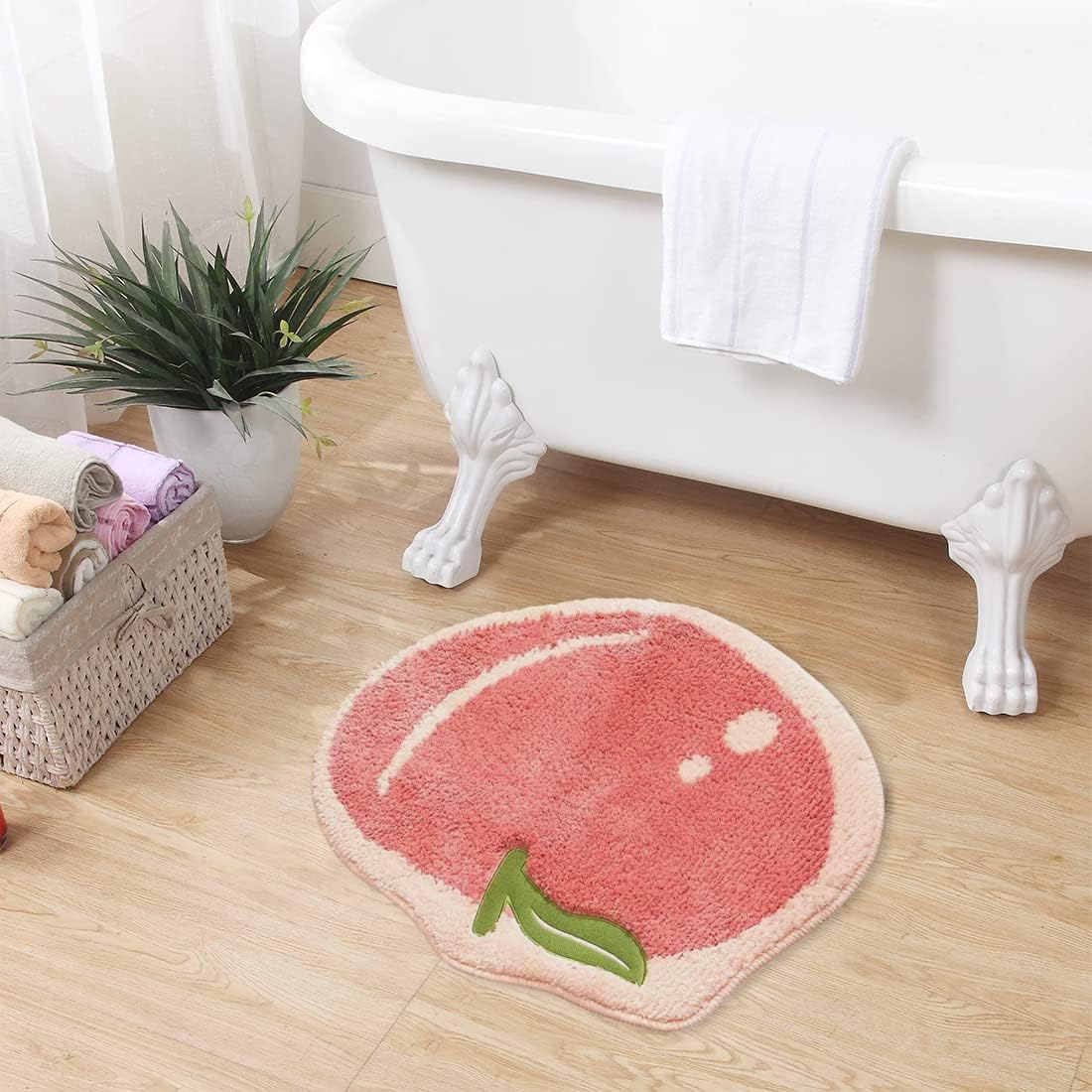 Peach Shage Bathroom Rug Mat Non-Slip Microfiber Shower Bath Rug Absorbent Bath Mat for Bathroom Machine Washable