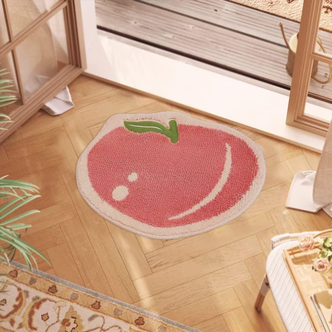 Peach Shage Bathroom Rug Mat Non-Slip Microfiber Shower Bath Rug Absorbent Bath Mat for Bathroom Machine Washable