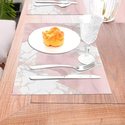 4 PCS Placemats Set Pink and Gold Marble Woven Placemats for Dining Table Heat Resistant Place Mats Non-Slip Washable PVC Table Mats for Party Kitchen Dining Decoration 12 x 18 Inch