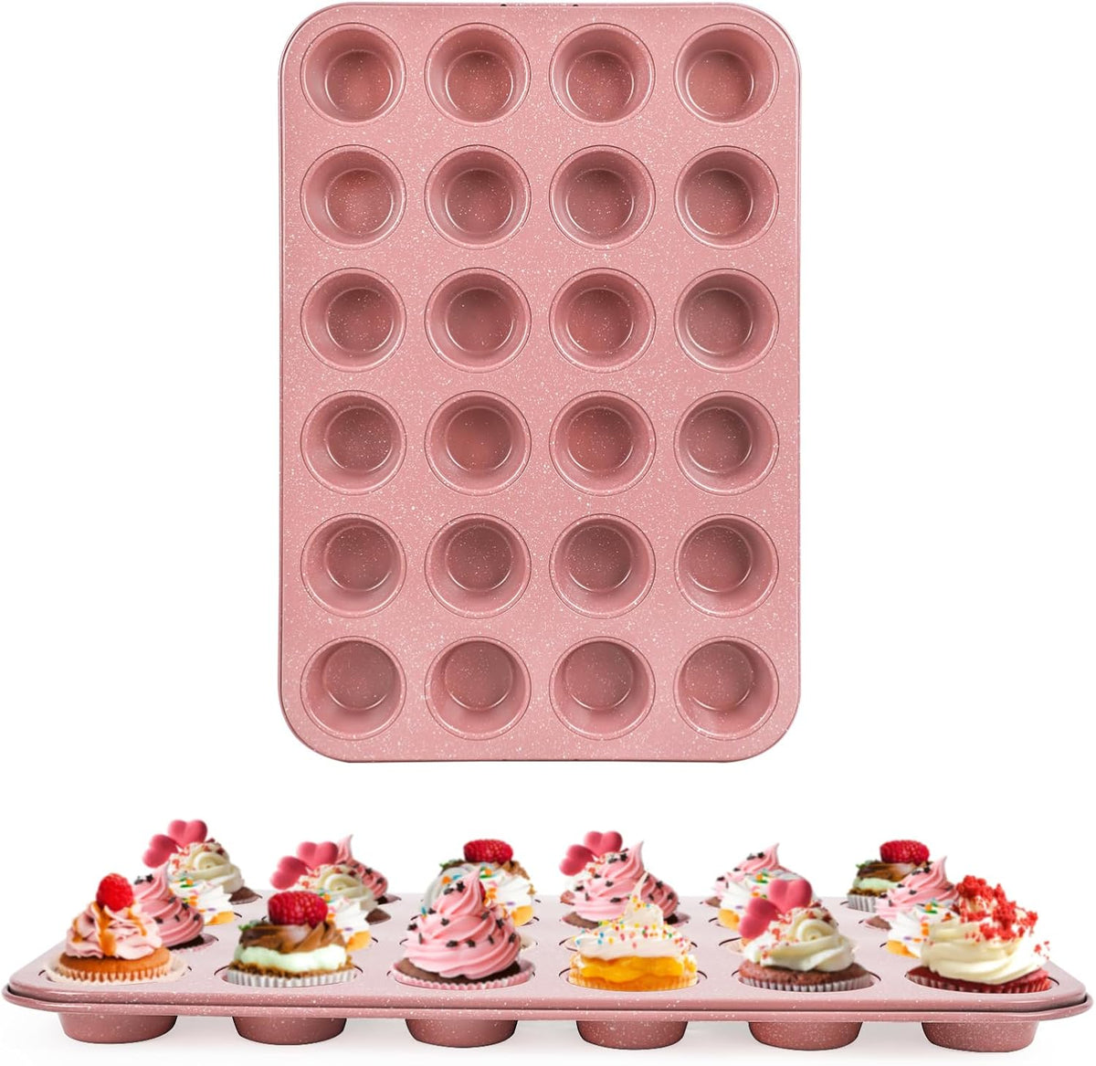2-Pack Healthy Baking Cupcake Pan| Non Stick 12-Cup Muffin Pan | Durable & Easy Clean Muffin Tin | Perfect for Cupcakes, Muffins (Beige)