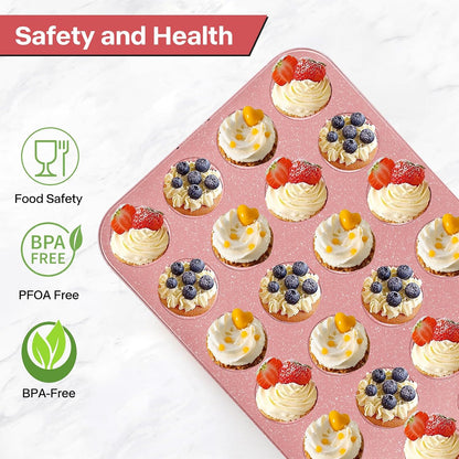 2-Pack Healthy Baking Cupcake Pan| Non Stick 12-Cup Muffin Pan | Durable & Easy Clean Muffin Tin | Perfect for Cupcakes, Muffins (Beige)