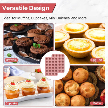 2-Pack Healthy Baking Cupcake Pan| Non Stick 12-Cup Muffin Pan | Durable & Easy Clean Muffin Tin | Perfect for Cupcakes, Muffins (Beige)