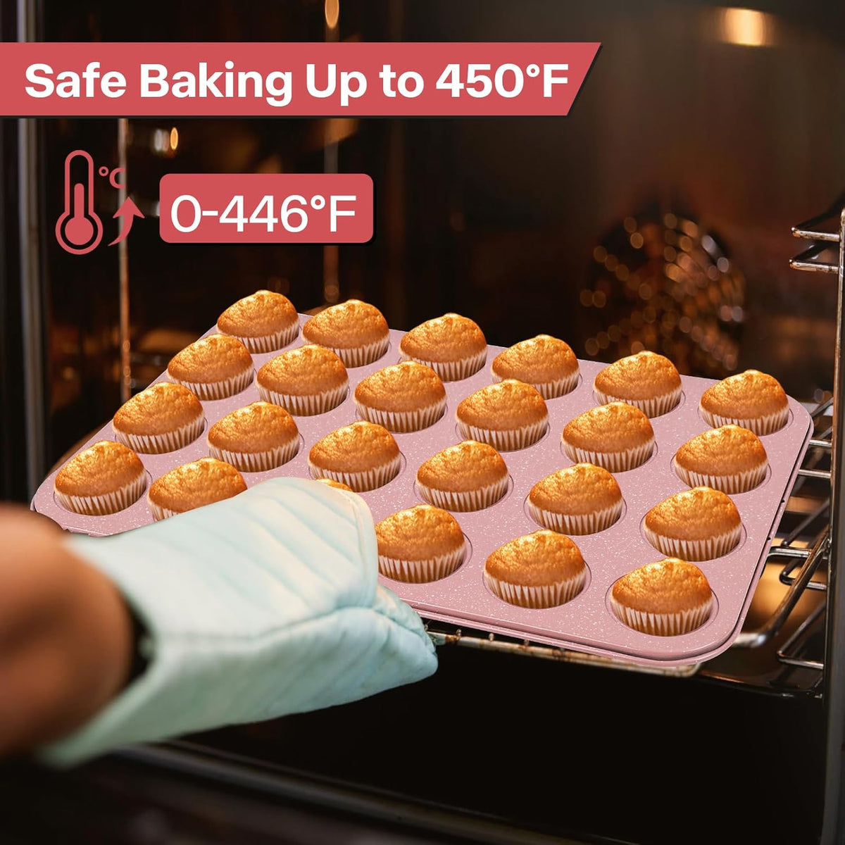 2-Pack Healthy Baking Cupcake Pan| Non Stick 12-Cup Muffin Pan | Durable & Easy Clean Muffin Tin | Perfect for Cupcakes, Muffins (Beige)