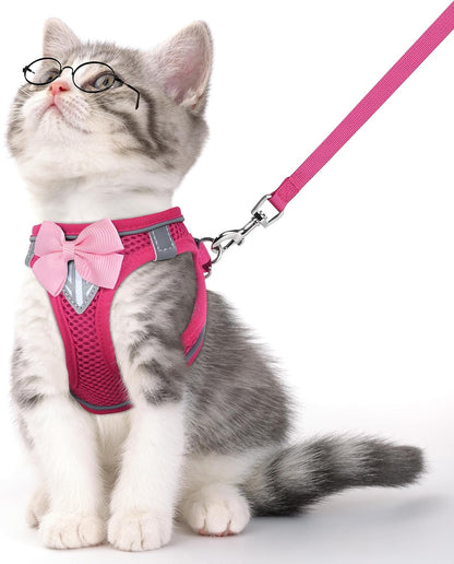 Cat Vest Harness and Leash Set, Escape Proof Kitten Harness Pink XS