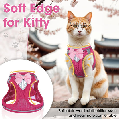 Cat Vest Harness and Leash Set, Escape Proof Kitten Harness Pink XS
