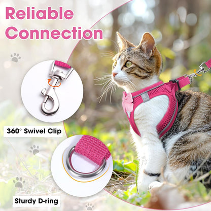 Cat Vest Harness and Leash Set, Escape Proof Kitten Harness Pink XS