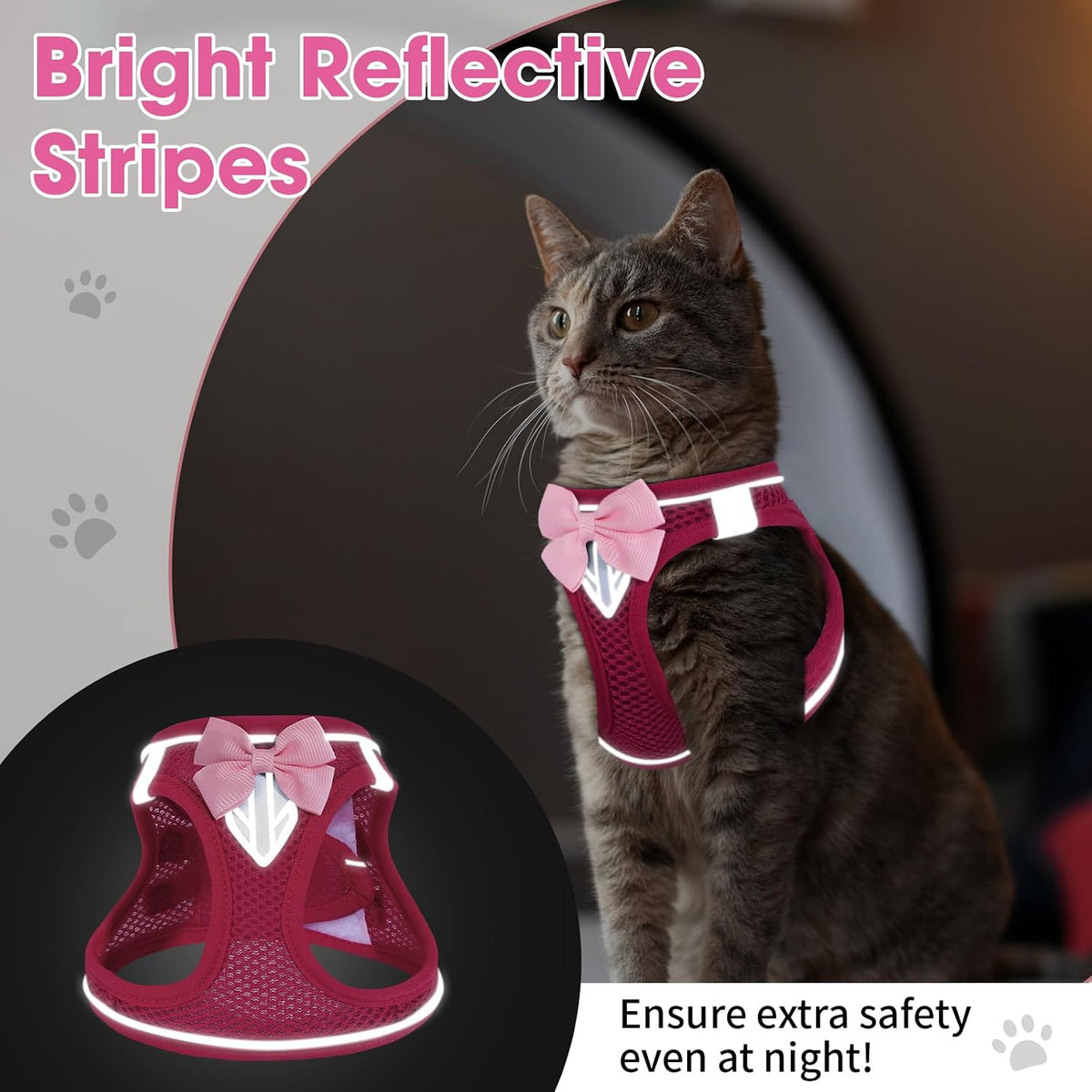 Cat Vest Harness and Leash Set, Escape Proof Kitten Harness Pink XS