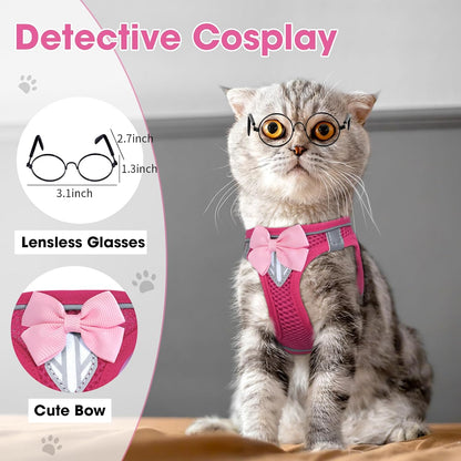 Cat Vest Harness and Leash Set, Escape Proof Kitten Harness Pink XS