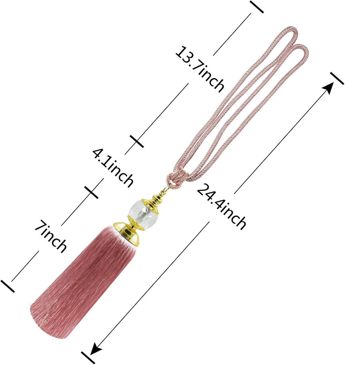 Tassel Curtain Tiebacks Handmade Rope Tie Backs Tassels for Curtains Pink Crystal Drapery Tieback Holdbacks Decorative Curtain Ties Farmhouse Drape Holders Window Treatment 2 Pack