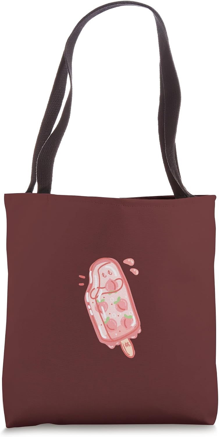 Ice Pop Peach Japanese Kanji Momo,Cute Kawaii Aesthetic Pink Tote Bag
