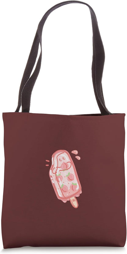 Ice Pop Peach Japanese Kanji Momo,Cute Kawaii Aesthetic Pink Tote Bag