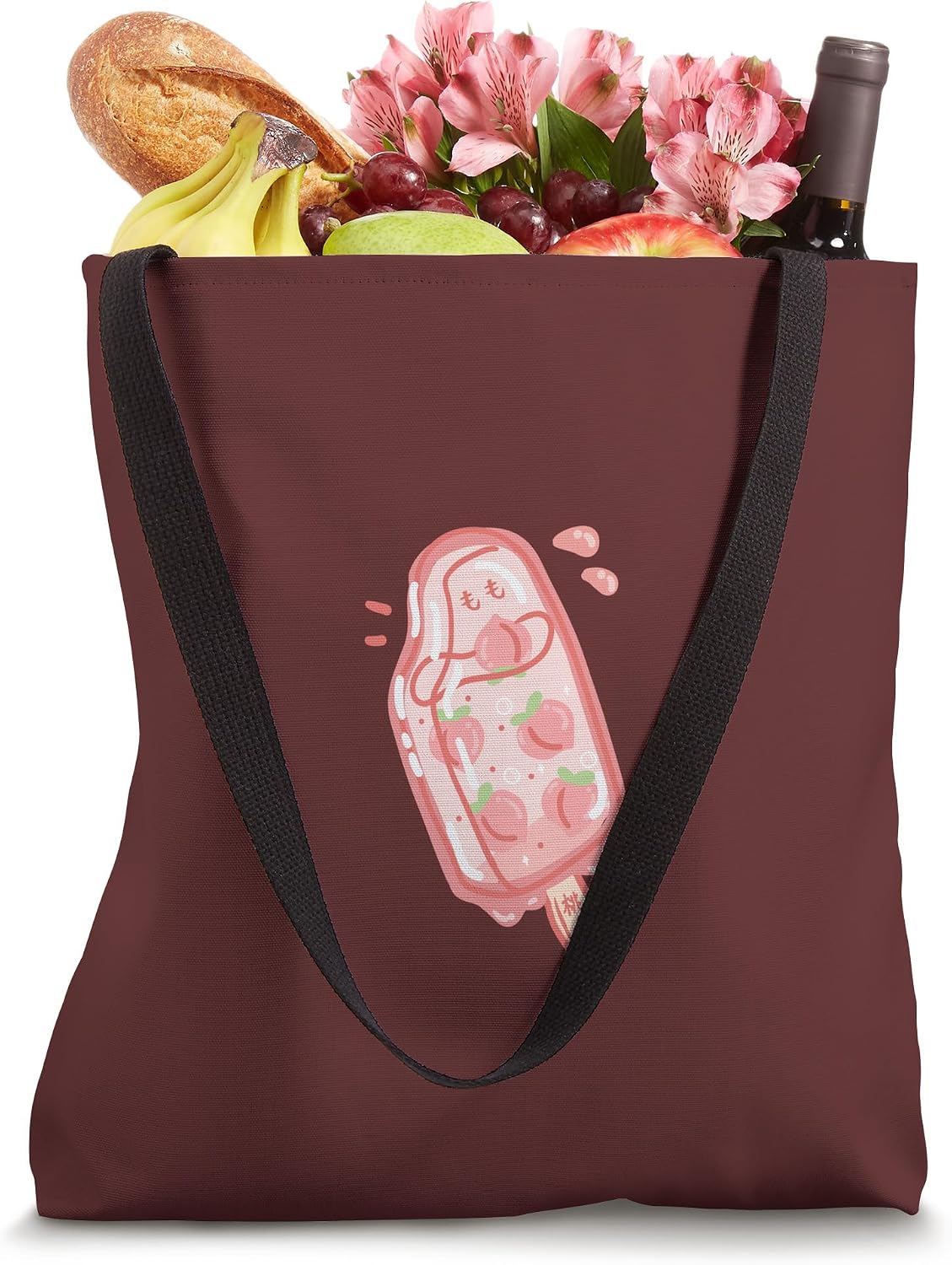 Ice Pop Peach Japanese Kanji Momo,Cute Kawaii Aesthetic Pink Tote Bag