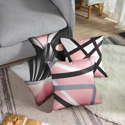 Throw Pillow Covers Set of 4, 16 x 16 Inch, Stripes Pink