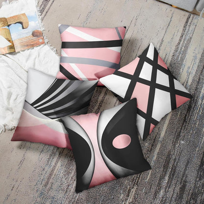 Throw Pillow Covers Set of 4, 16 x 16 Inch, Stripes Pink