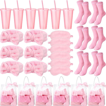 31 Pcs Spa Party Favors Pink Bow Headband Eye Mask Bridal Shower