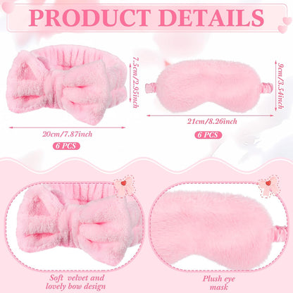 31 Pcs Spa Party Favors Pink Bow Headband Eye Mask Bridal Shower