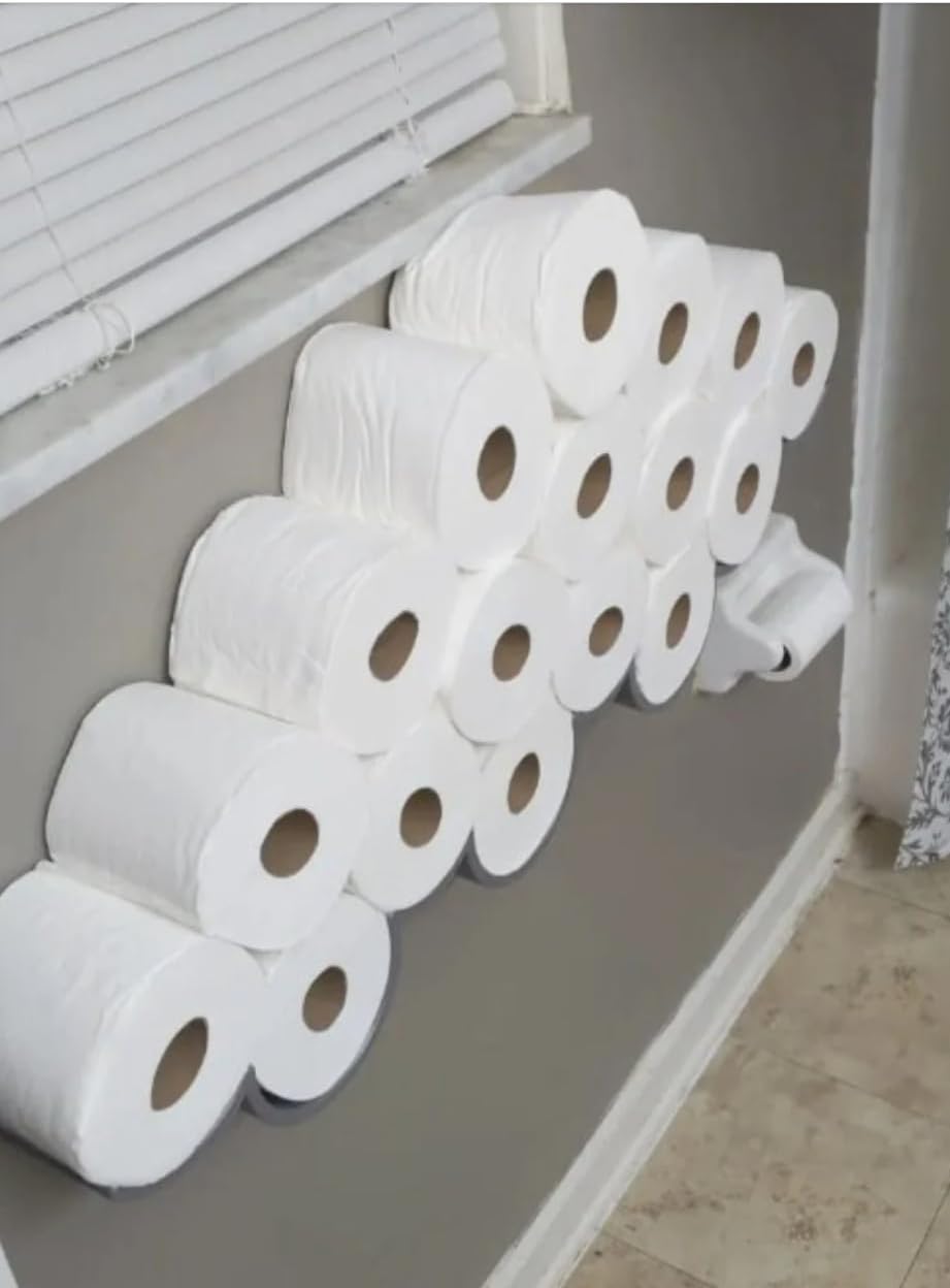 Toilet Paper Cloud Organization | Toilet Paper Shelf | Mount Bath Tissue to Wall | Toilet Paper Roll Cloud Formation | Bathroom Essentials (1 Pack (3 Rolls), Pink)