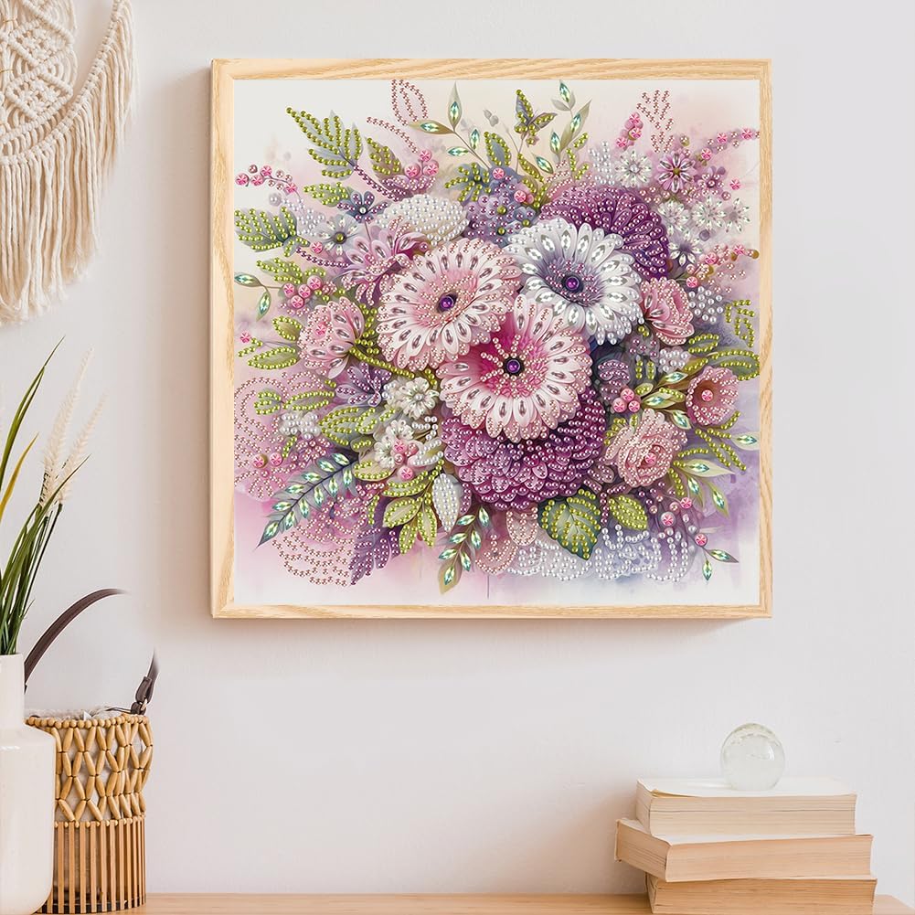 5D DIY Partial Special Shaped Drill Kit Flower Decor 30x30cm (B)