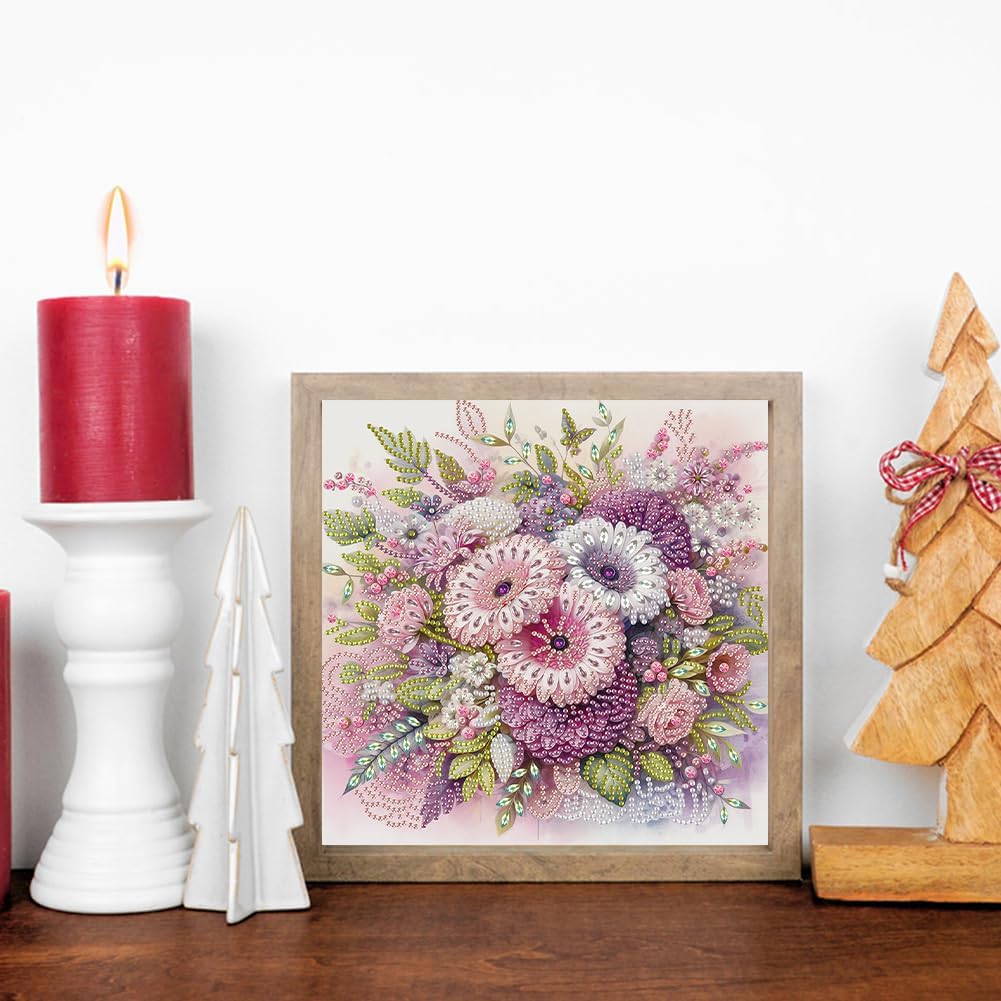 5D DIY Partial Special Shaped Drill Kit Flower Decor 30x30cm (B)