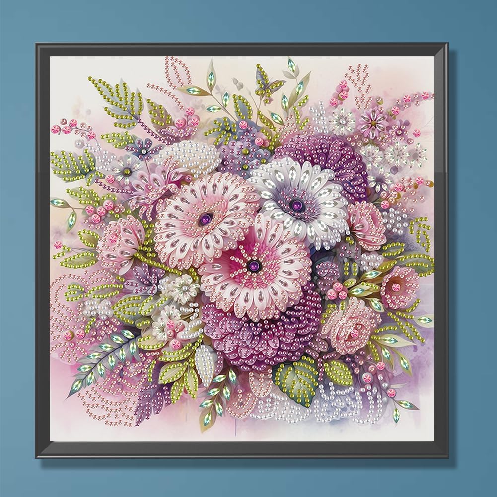 5D DIY Partial Special Shaped Drill Kit Flower Decor 30x30cm (B)