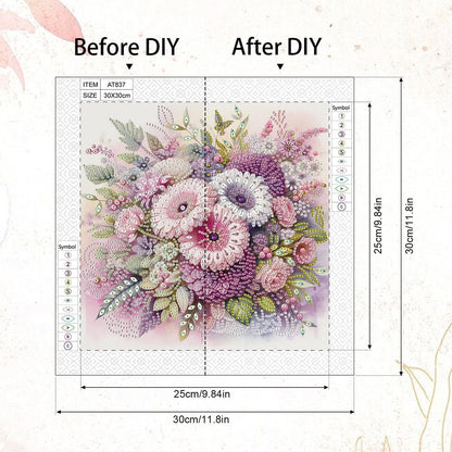 5D DIY Partial Special Shaped Drill Kit Flower Decor 30x30cm (B)
