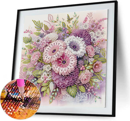 5D DIY Partial Special Shaped Drill Kit Flower Decor 30x30cm (B)