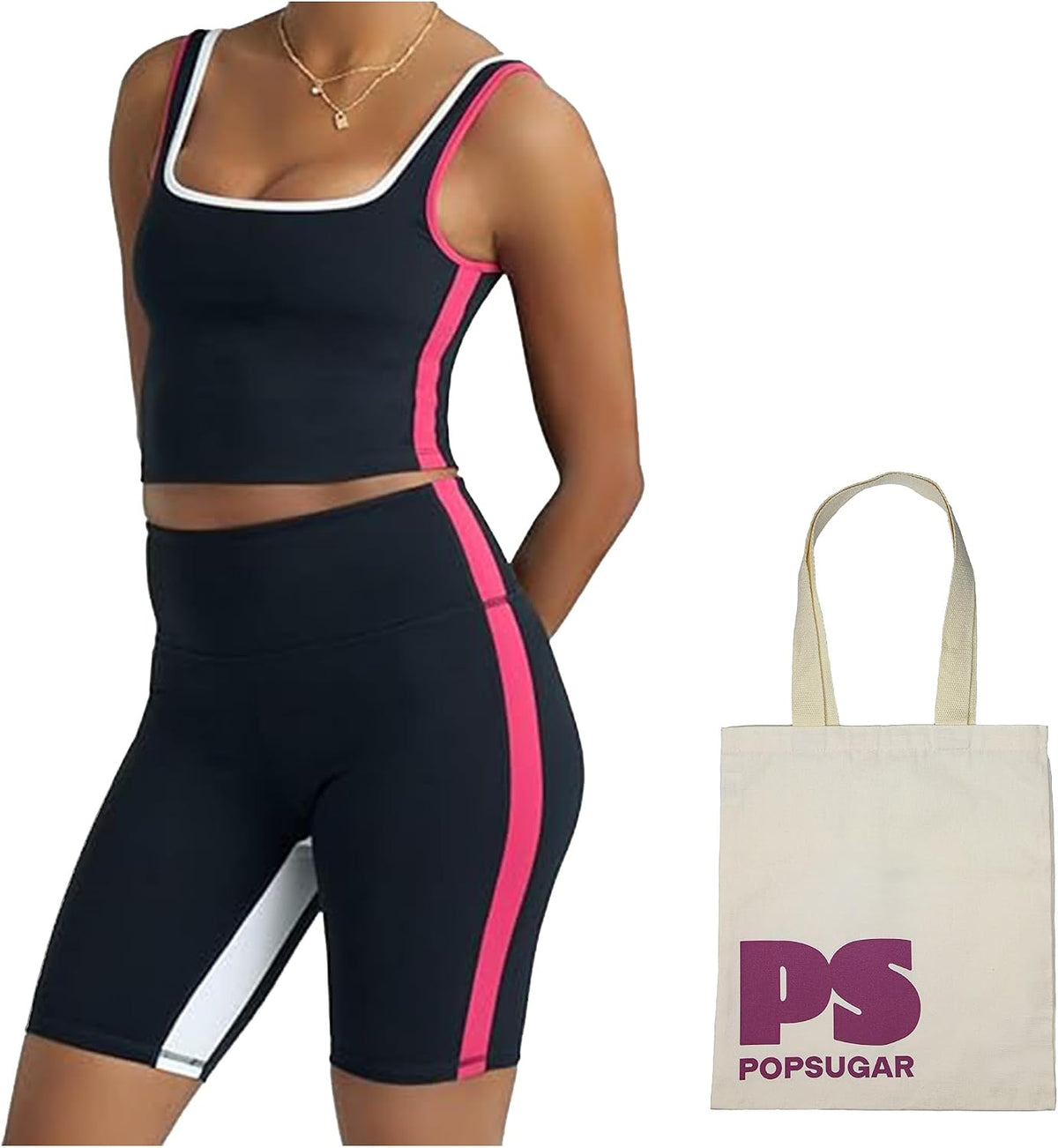Two piece workout sets for women, 2 piece Gym Sets Tank Top Shelf Sports Bra And Matching Biker Shorts Running Work Out Yoga