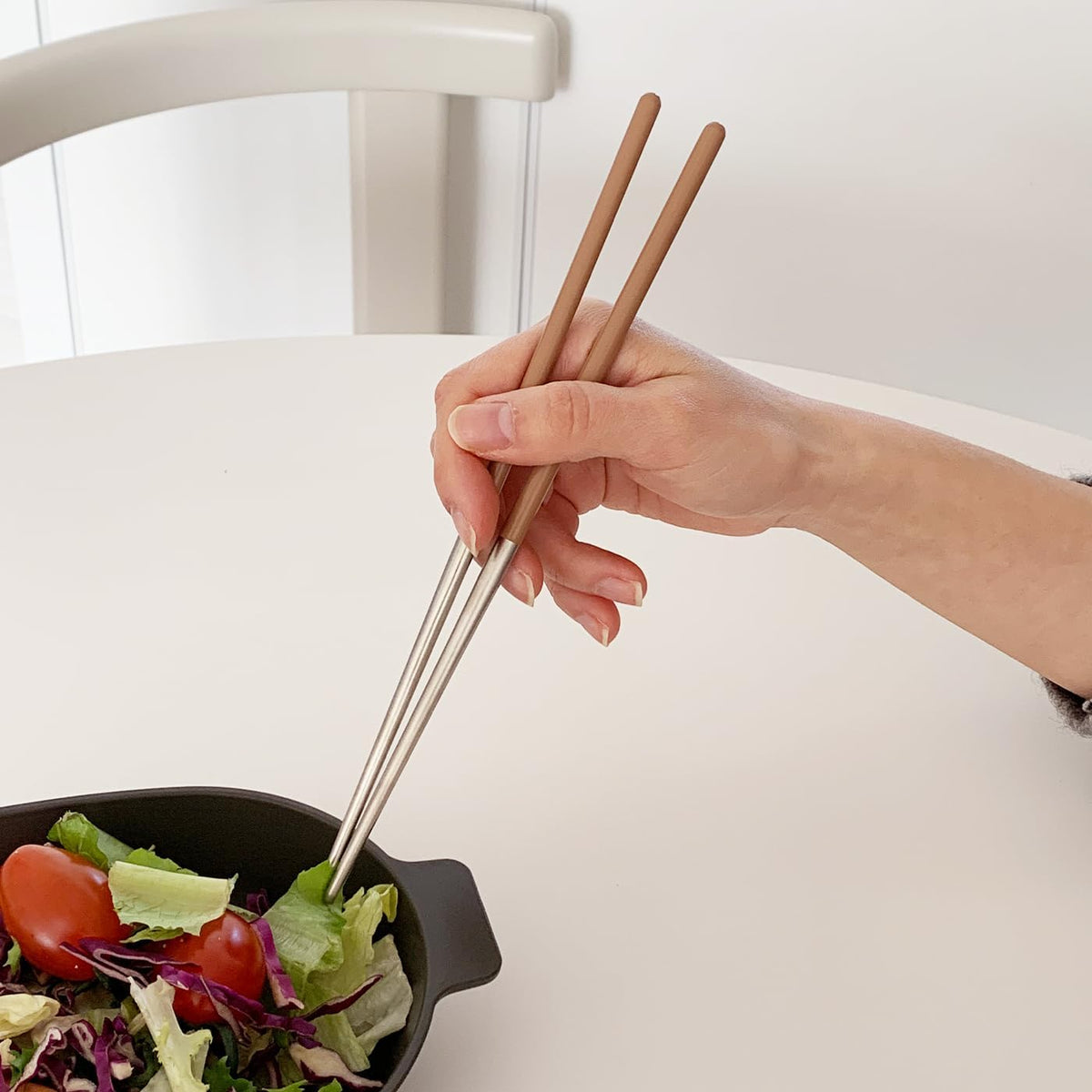 304 Stainless Steel durable Lightweight Korean-style Beautiful Cutlery Spoon and Chopsticks Set Scratch Resistant 2Pieces (Peach Pink+Peach Pink)