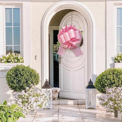 1PC Pink Big Pull Bow for Gift Wrapping, 14 Inch Pastel Glitter Waterproof Large Ribbon Bow for Presents, Bike, Baptism, Wreath, Holiday, Anniversary, Wedding, Party & Home Decor (Pink)