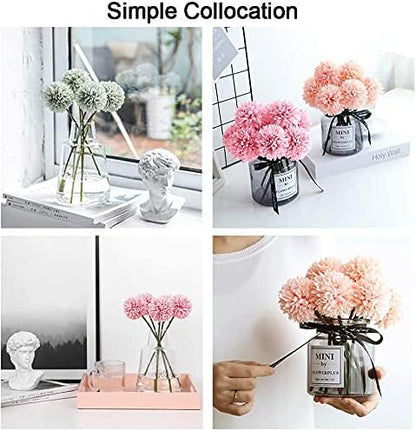 20Pcs Artificial Silk Chrysanthemum Ball Plants Fake Mums Flower Arrangements Wedding Bouquets Decor Home Kitchen Garden Party Table Floral DIY (Light Pink&Dark Pink)