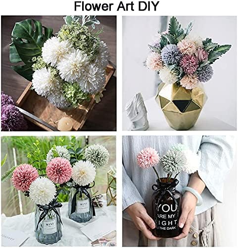 20Pcs Artificial Silk Chrysanthemum Ball Plants Fake Mums Flower Arrangements Wedding Bouquets Decor Home Kitchen Garden Party Table Floral DIY (Light Pink&Dark Pink)