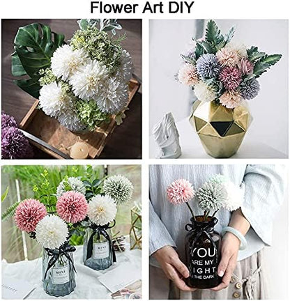 20Pcs Artificial Silk Chrysanthemum Ball Plants Fake Mums Flower Arrangements Wedding Bouquets Decor Home Kitchen Garden Party Table Floral DIY (Light Pink&Dark Pink)