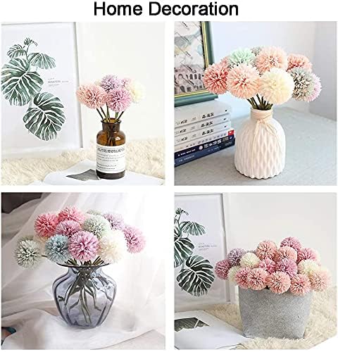 20Pcs Artificial Silk Chrysanthemum Ball Plants Fake Mums Flower Arrangements Wedding Bouquets Decor Home Kitchen Garden Party Table Floral DIY (Light Pink&Dark Pink)