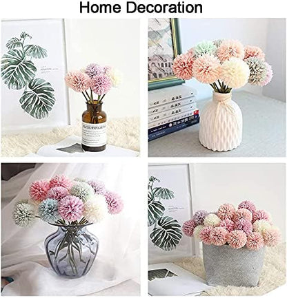20Pcs Artificial Silk Chrysanthemum Ball Plants Fake Mums Flower Arrangements Wedding Bouquets Decor Home Kitchen Garden Party Table Floral DIY (Light Pink&Dark Pink)
