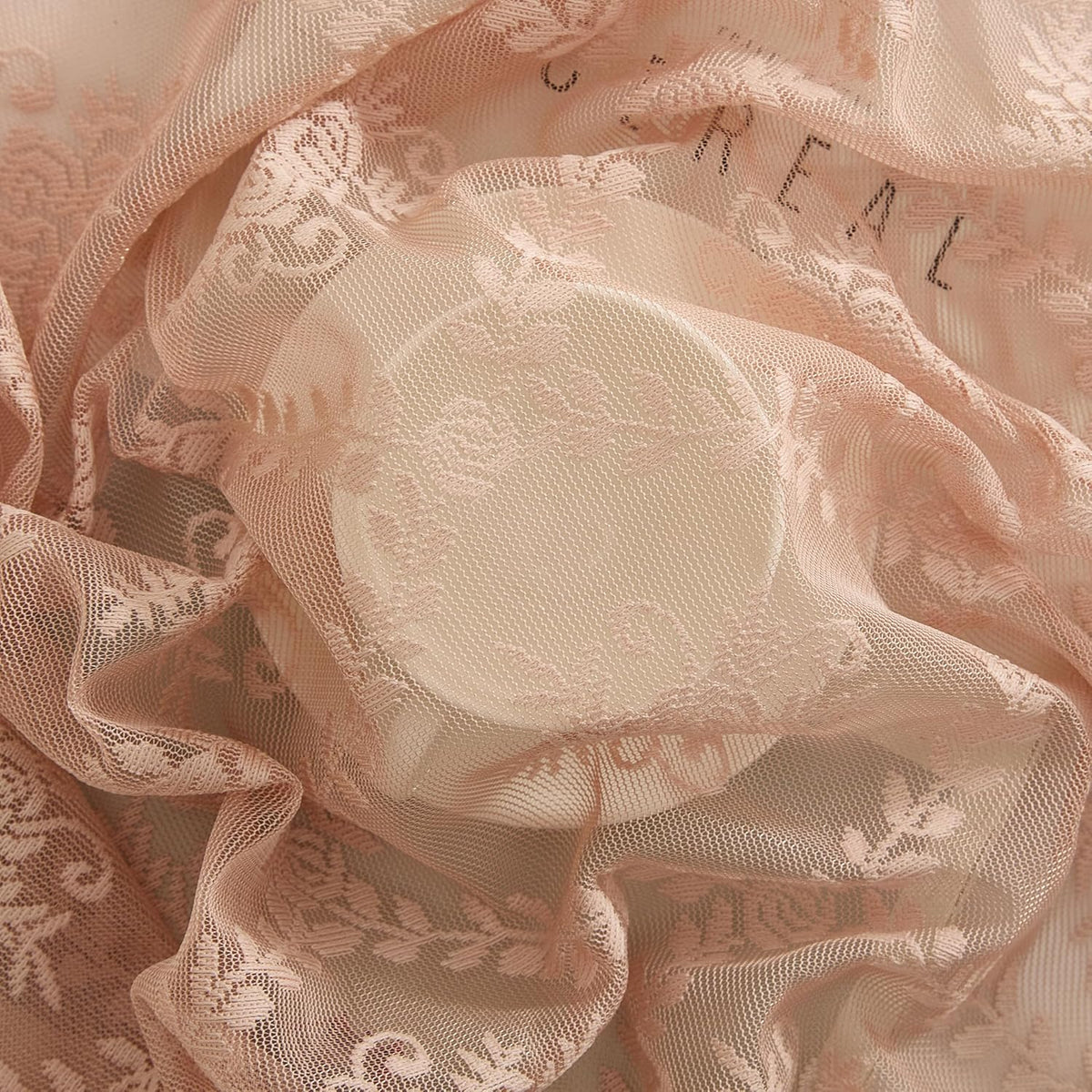 HLC.ME Isabella Floral Rod Pocket Lace Short Cafe Swags for Small Windows - 28 x 36 Inch Length (Blush Pink Swags, Set of 2)