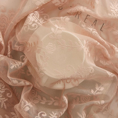 HLC.ME Isabella Floral Rod Pocket Lace Short Cafe Swags for Small Windows - 28 x 36 Inch Length (Blush Pink Swags, Set of 2)