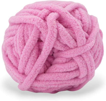 Super Bulky Chenille Yarn Size 6, 3-Pack,150g/114y, Thick Fluffy Yarn for Crocheting Baby Blankets, Amigurumi. Raspberry Ice Cream Pink #2