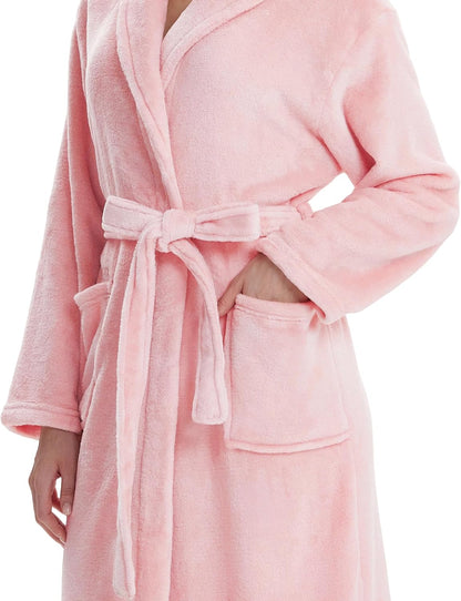 Fluffy Soft Robes for Women, Warm Fleece Womens Robe, Cozy Bathrobe