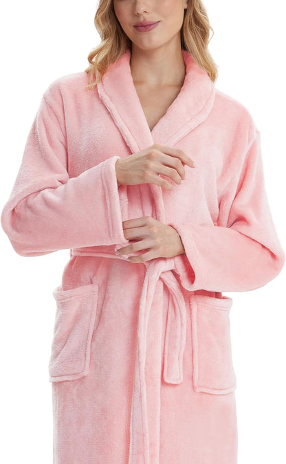 Fluffy Soft Robes for Women, Warm Fleece Womens Robe, Cozy Bathrobe