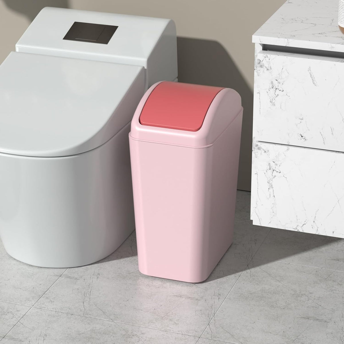 4.5 Gallon Slim Swing Top Garbage Can, Plastic Trash Bin with Lid
