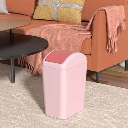 4.5 Gallon Slim Swing Top Garbage Can, Plastic Trash Bin with Lid