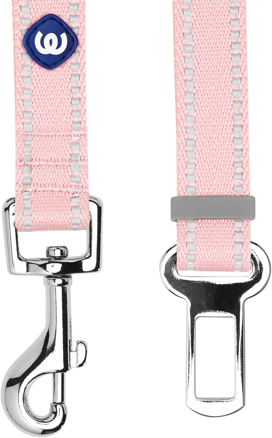 Pastel Colored Reflective Dog Harness with Seatbelt Clip – Adjustable No-Pull Pet Vest for Walking and Car Safety, Medium in Baby Pink