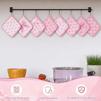 16 Pcs Pink Bow Pot Holder Cute Kitchen Decoration Accessories