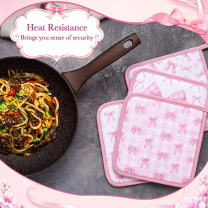 16 Pcs Pink Bow Pot Holder Cute Kitchen Decoration Accessories